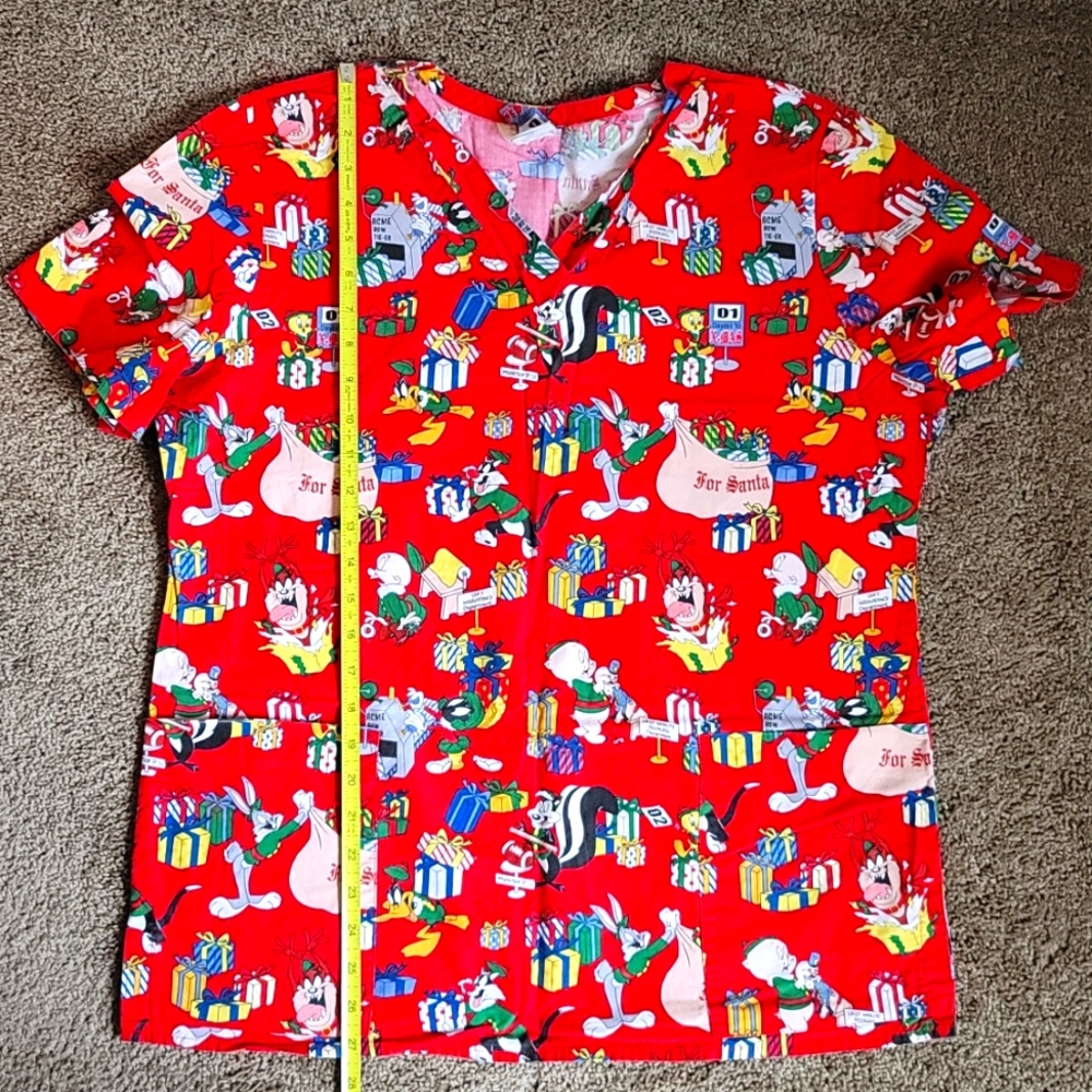 Looney Tunes Christmas Unisex Scrub Top